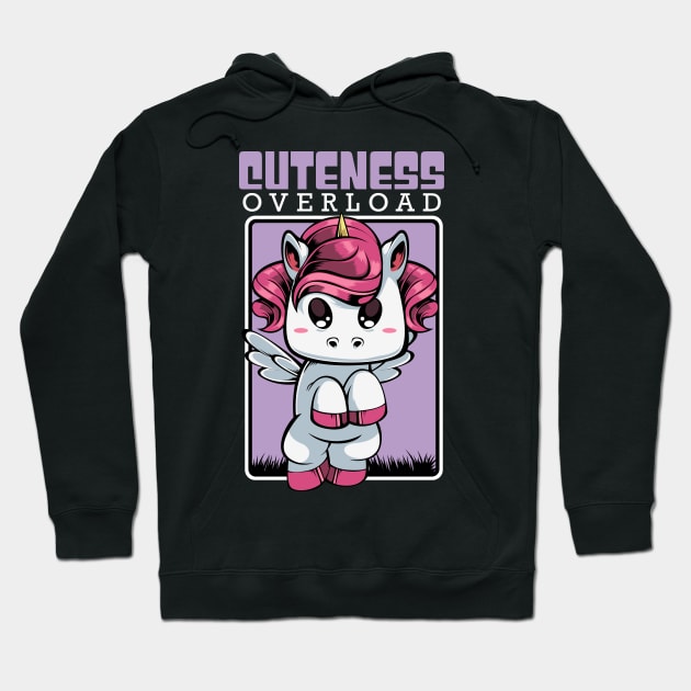 Unicorn - Cuteness Overload - Cute Kawaii Hoodie by Lumio Gifts